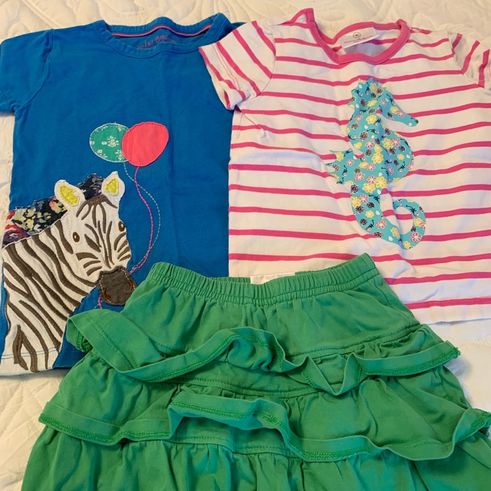 Mini Boden and Hanna Andersen shirts and skirt